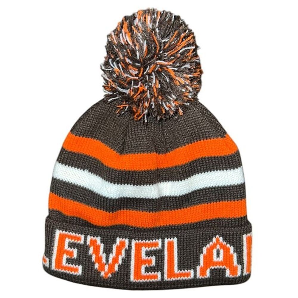 Vintage Cleveland Browns NFL Football PomPom Knit Beanie Hat